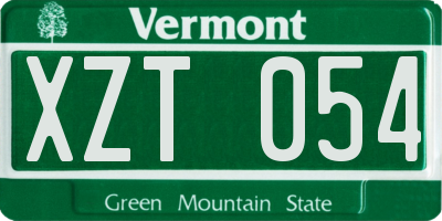 VT license plate XZT054