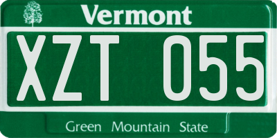 VT license plate XZT055