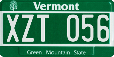 VT license plate XZT056