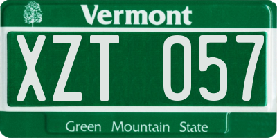 VT license plate XZT057