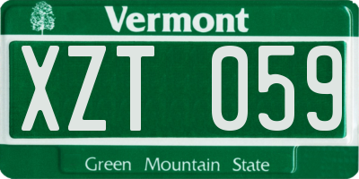 VT license plate XZT059