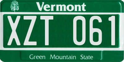 VT license plate XZT061