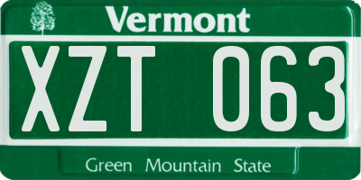 VT license plate XZT063