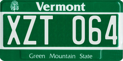 VT license plate XZT064