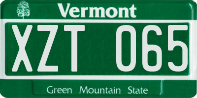 VT license plate XZT065