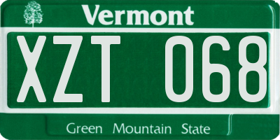 VT license plate XZT068