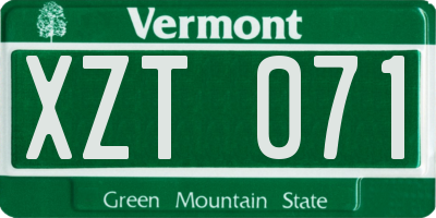 VT license plate XZT071