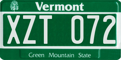 VT license plate XZT072