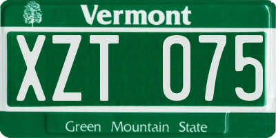 VT license plate XZT075