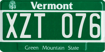 VT license plate XZT076