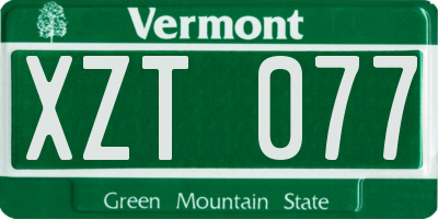 VT license plate XZT077