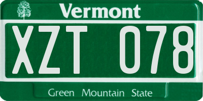VT license plate XZT078