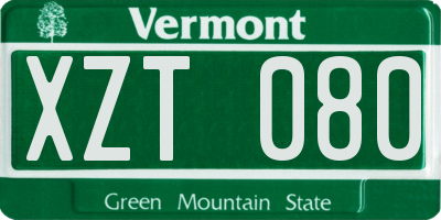 VT license plate XZT080