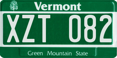 VT license plate XZT082