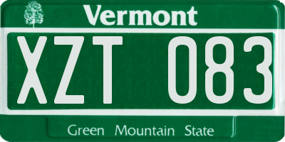 VT license plate XZT083