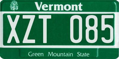 VT license plate XZT085