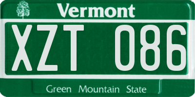 VT license plate XZT086