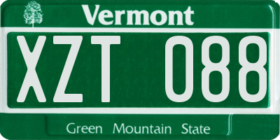 VT license plate XZT088