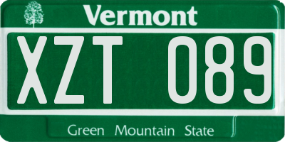 VT license plate XZT089