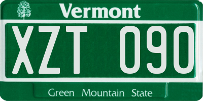VT license plate XZT090