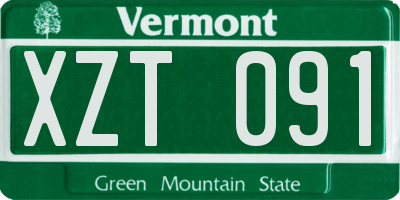 VT license plate XZT091