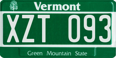 VT license plate XZT093