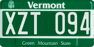 VT license plate XZT094