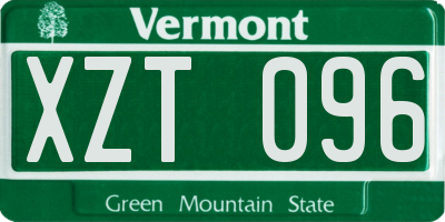 VT license plate XZT096