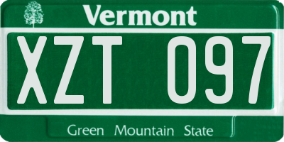 VT license plate XZT097