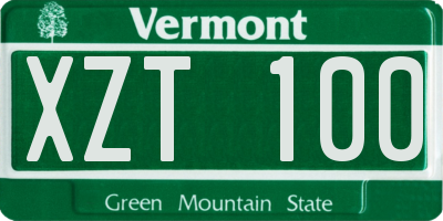 VT license plate XZT100