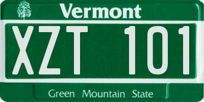 VT license plate XZT101