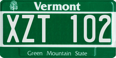 VT license plate XZT102