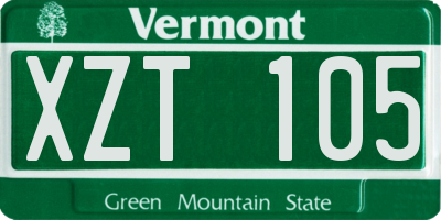 VT license plate XZT105