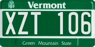 VT license plate XZT106