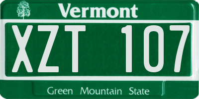 VT license plate XZT107