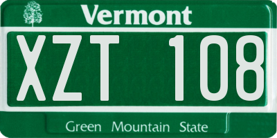 VT license plate XZT108