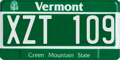 VT license plate XZT109