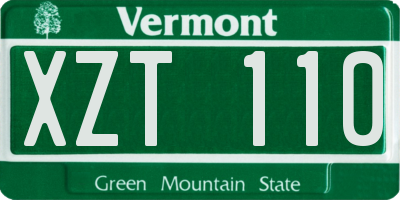 VT license plate XZT110