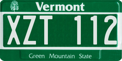 VT license plate XZT112