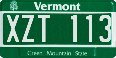 VT license plate XZT113