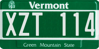 VT license plate XZT114
