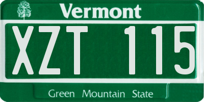 VT license plate XZT115