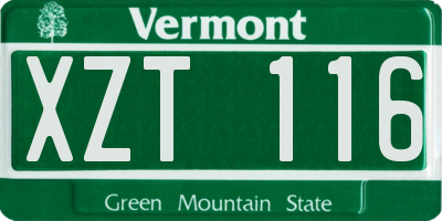 VT license plate XZT116