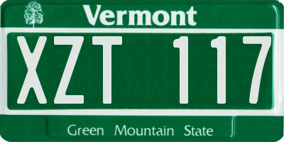 VT license plate XZT117