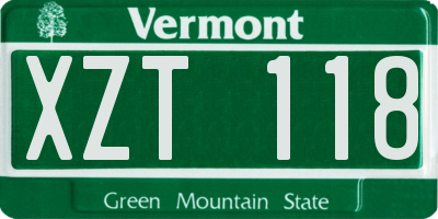 VT license plate XZT118