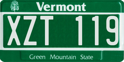 VT license plate XZT119
