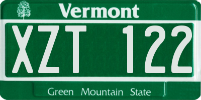 VT license plate XZT122
