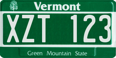 VT license plate XZT123