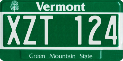 VT license plate XZT124