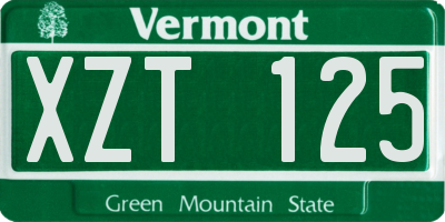 VT license plate XZT125